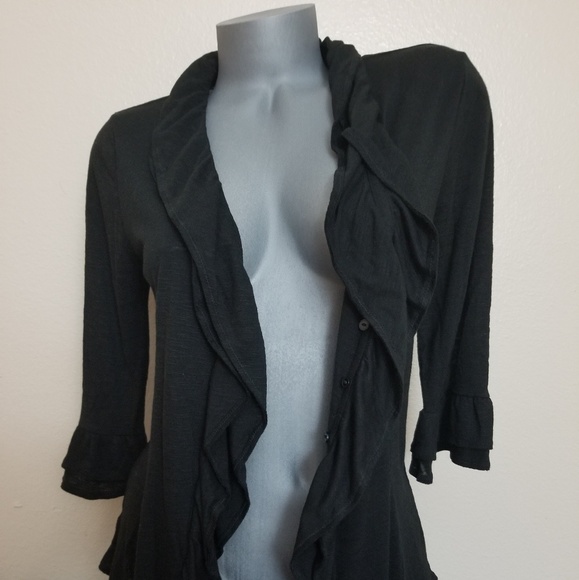 👄👄ANN TAYLOR LOFT RUFFLES 3/4 SLEEVE BLOUSE - Picture 4 of 7